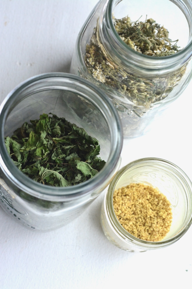 herbal tea "gypsy tea" made with yarrow mint and elderflower is best when you're sick 