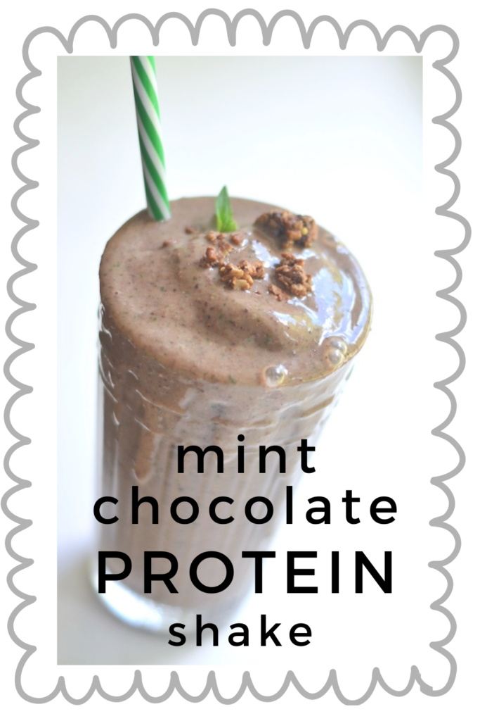 Mint Chocolate Chip Protein Shake granola on shake chocolate shake protein powder