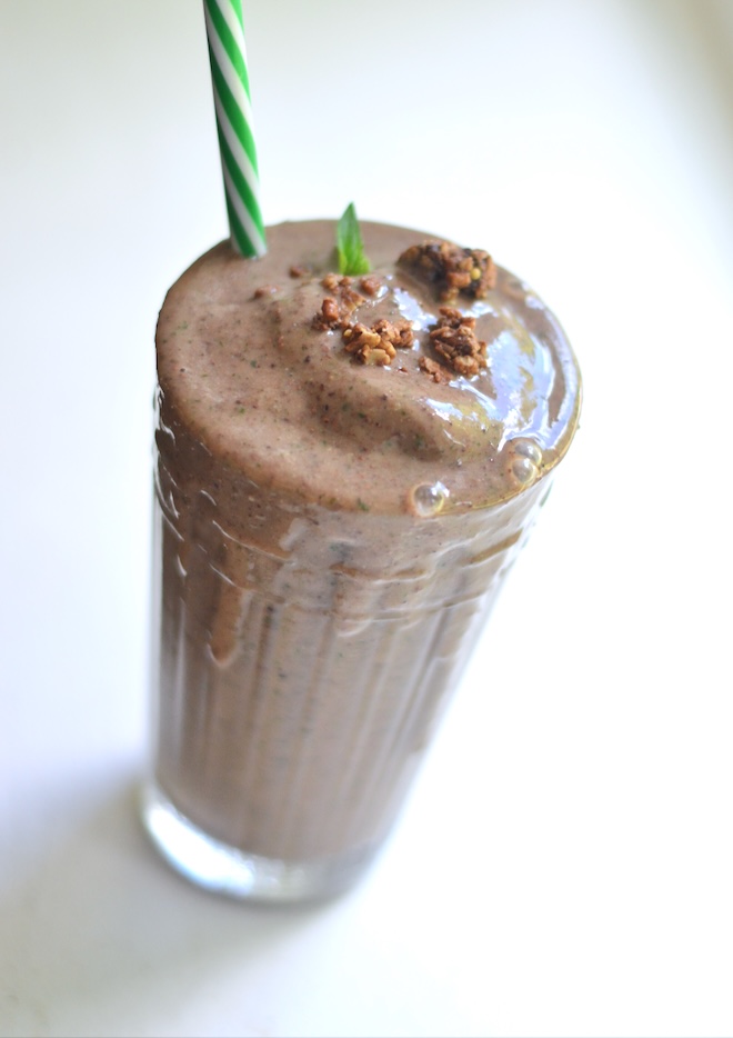 Mint Chocolate Chip Protein Shake granola on shake chocolate shake protein powder