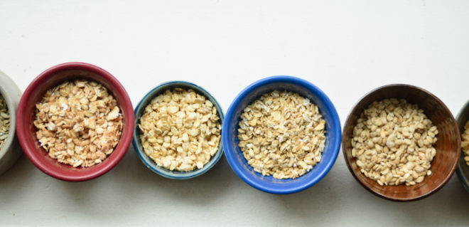 flaked grains--all different kinds of grains rolled like oats