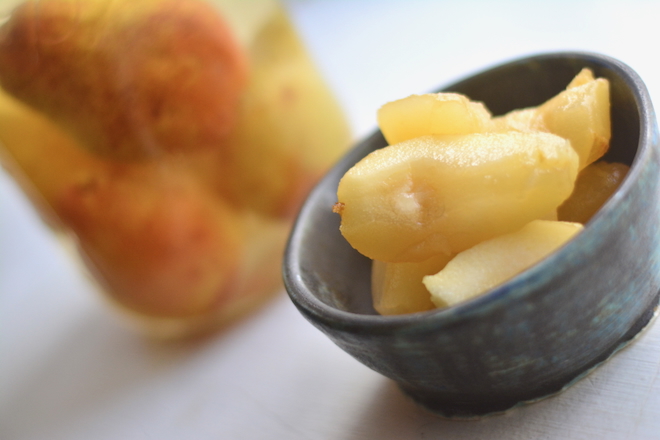 small bowl of fermented pears