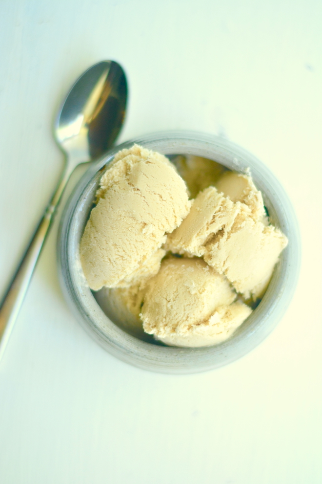 coffee flavored ice cream in a pottery bowl