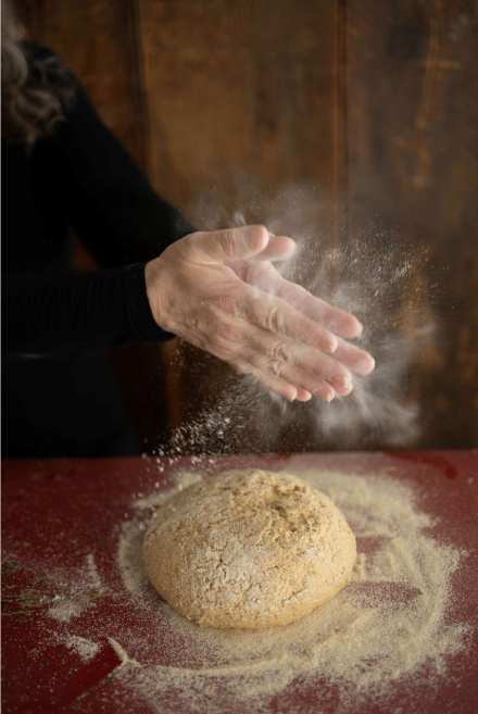 Fresh milled flour dough
