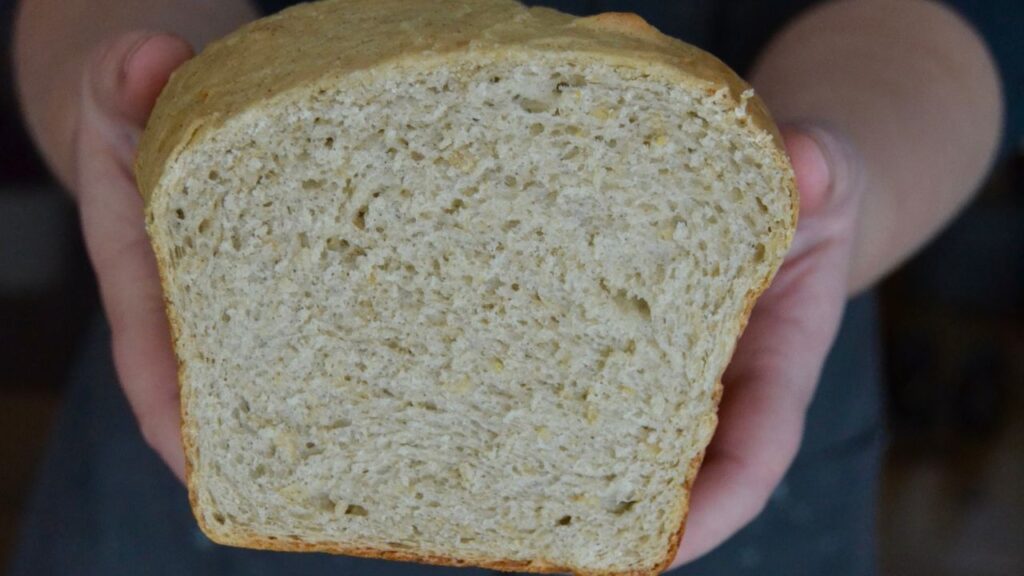 loaf of fresh milled bread made with fresh flour, oats, honey